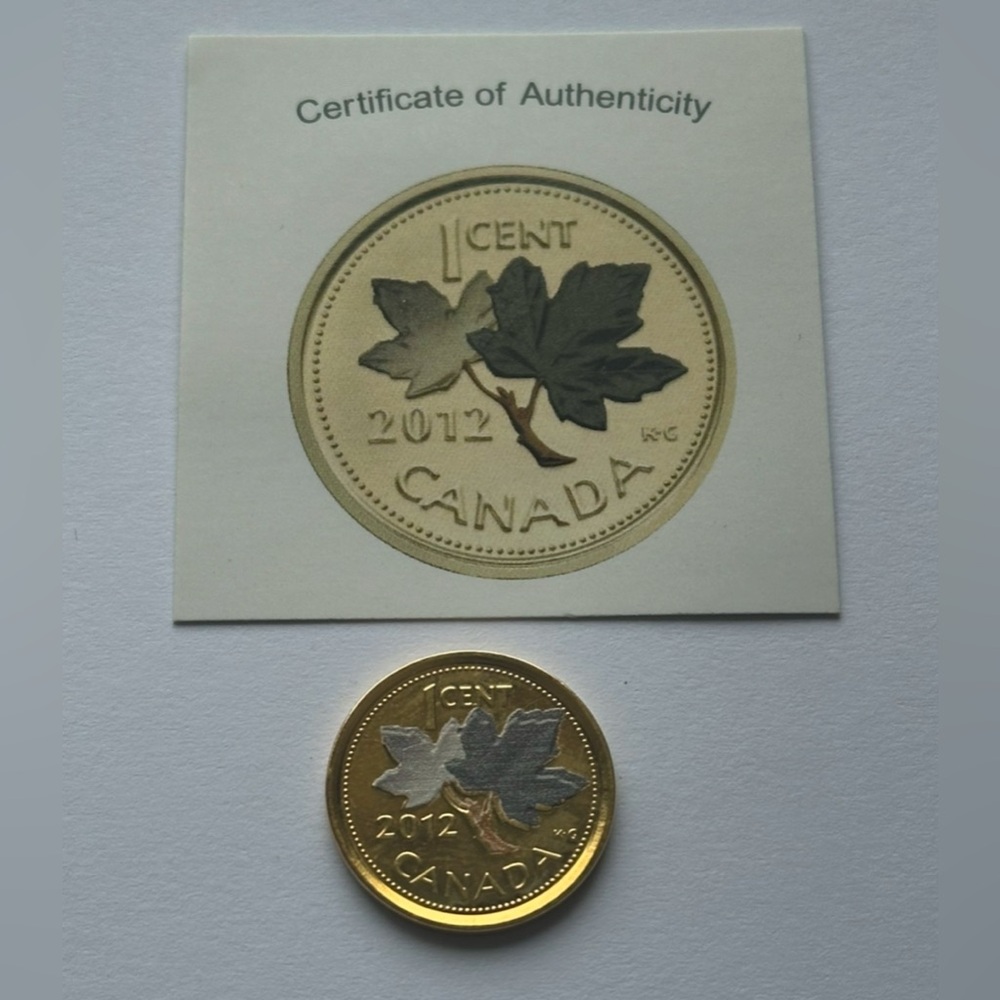 Canada 2012 Gold Plated One Cent Coin